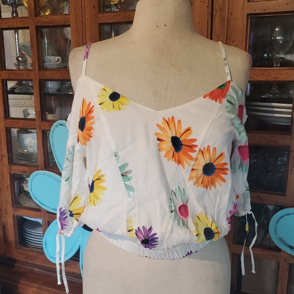 Desigual Cream Crop Camisole with Spaghetti Straps